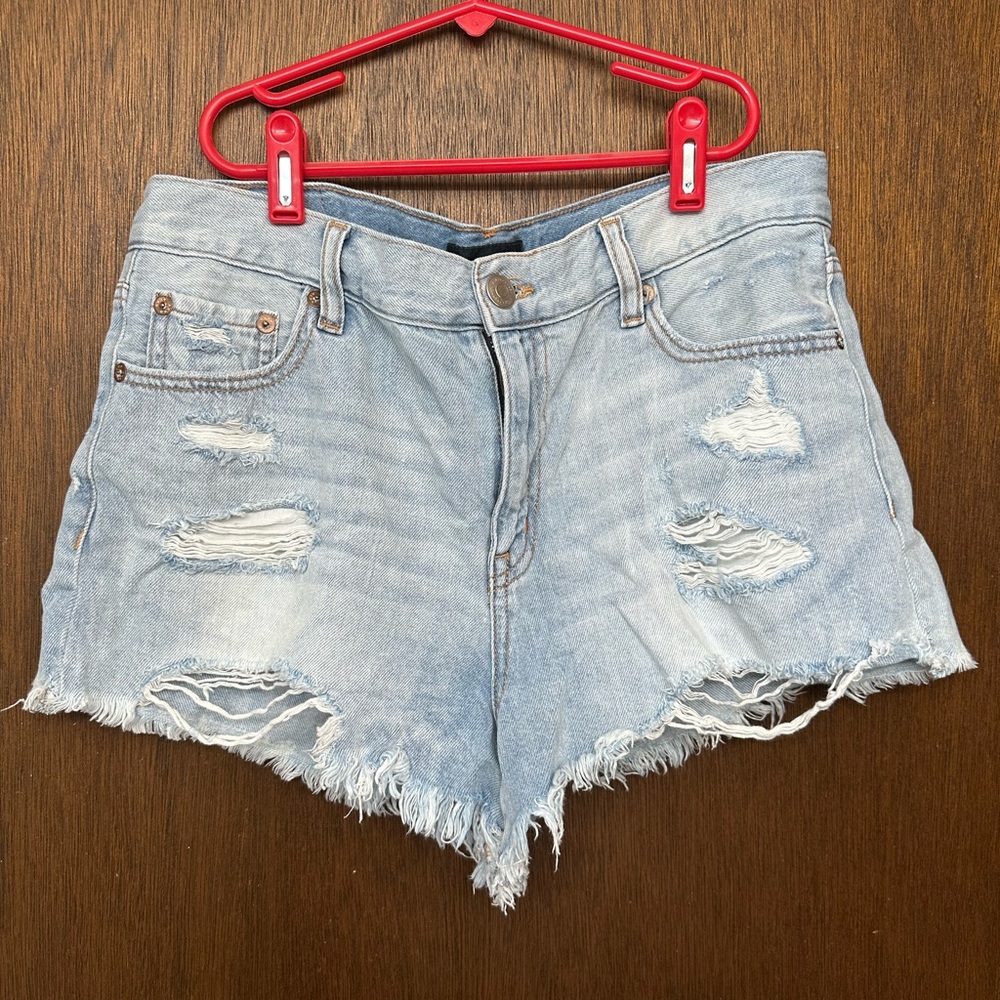Aeropostale Light Blue Distressed Jean Shorts
